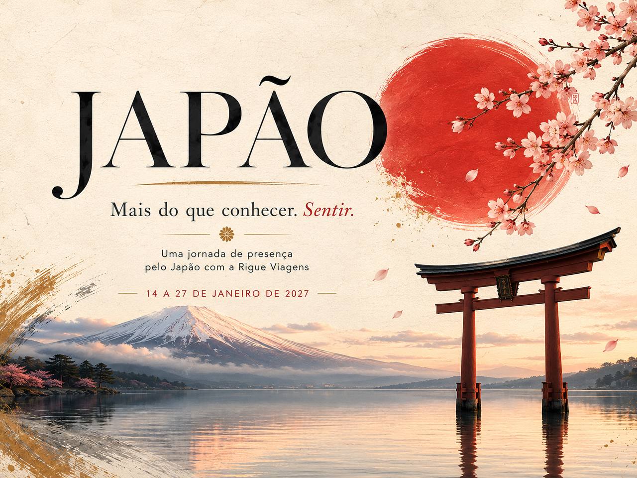 Arte promocional Japão 2027 Rigue Viagens