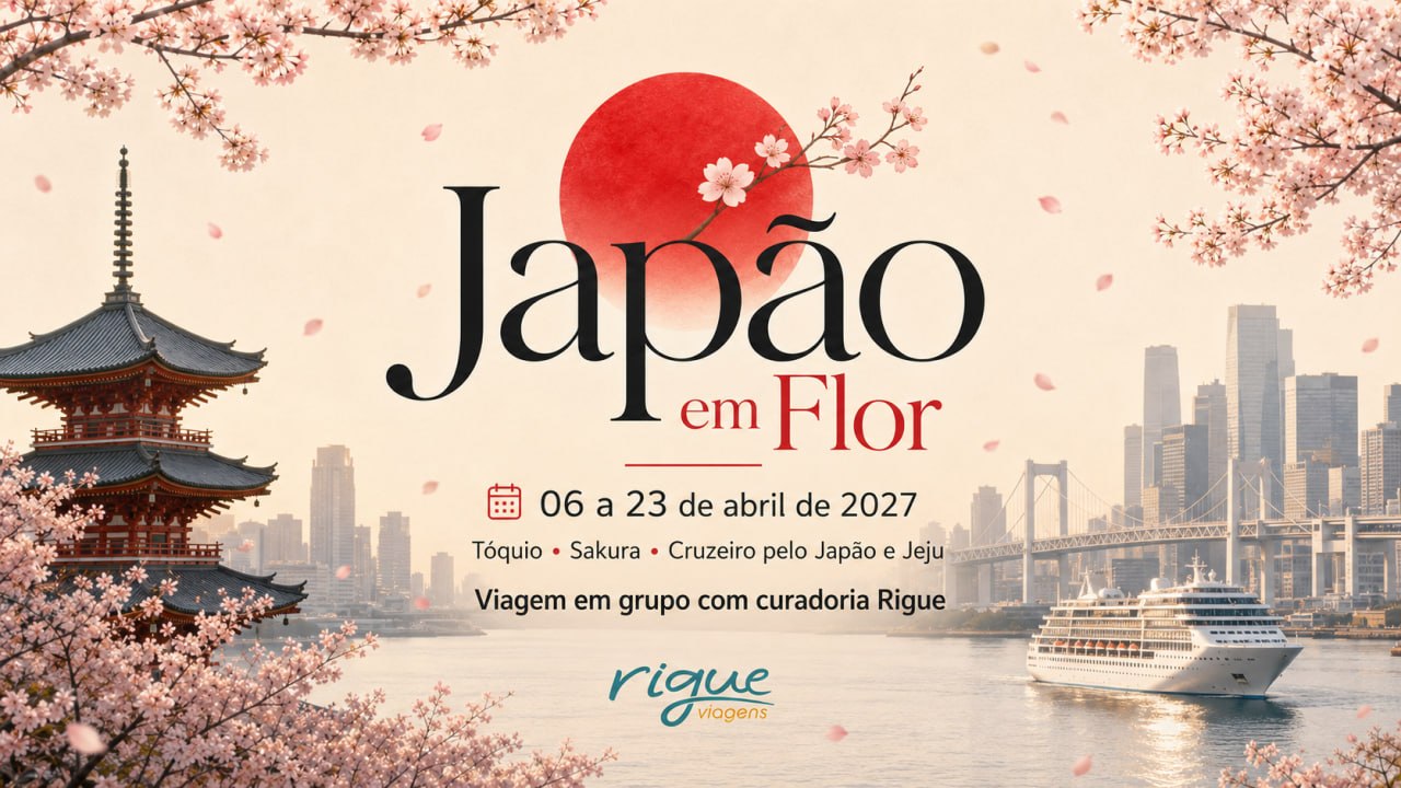 Arte promocional Japão em Flor 2027 Rigue Viagens